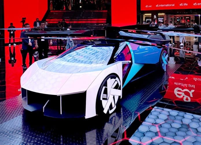 Image-4-Close-up-of-XPENG-AEROHT-eVTOL-Flying-Car-on-display-at-GITEX-695x500