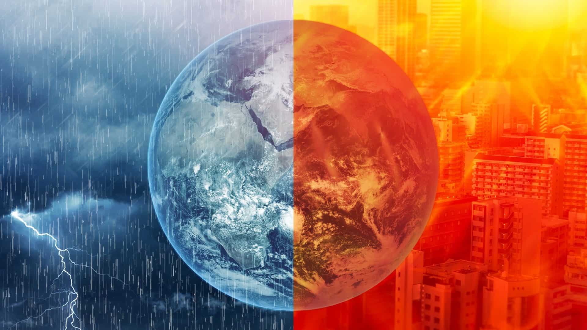 Metade da Terra com chuva e a outra metade com Sol quente
