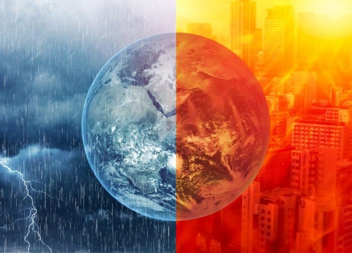 Metade da Terra com chuva e a outra metade com Sol quente