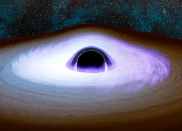 ilustração em 3D de uma corona de um buraco negro