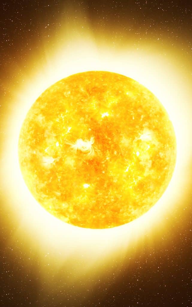 Bright,Sun,Against,Dark,Starry,Sky,In,Solar,System,,Elements