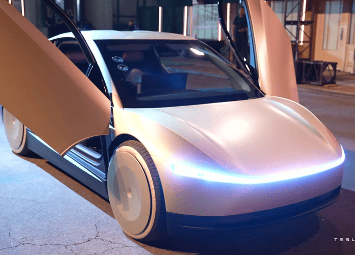 Tesla Cybercab com as portas abertas