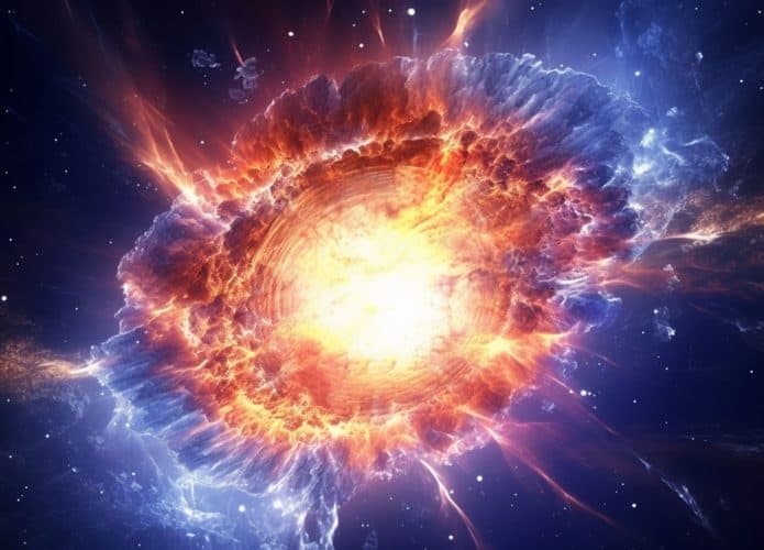 Explosão de uma supernova que forma estrela de nêutrons