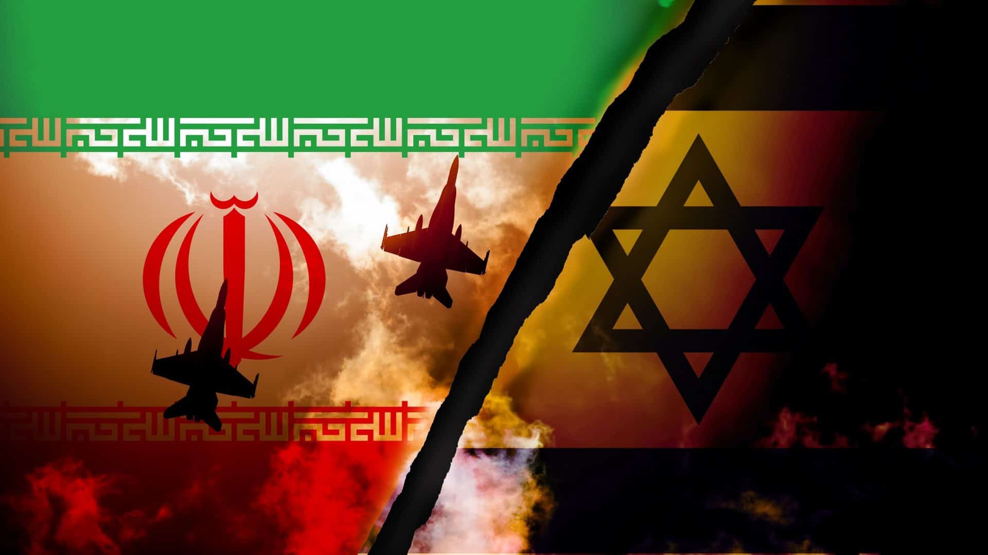 Bandeiras de Israel e Irã em contraste de aviões