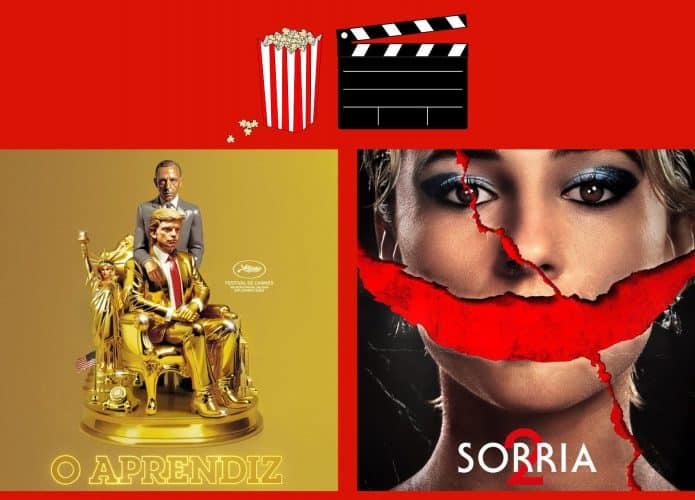 Montagem com pôsteres de O Aprendiz e Sorria 2, dois dos lançamentos de filmes da semana