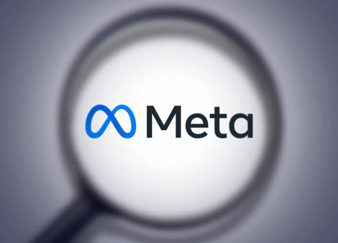 Logo da Meta sob a visão de uma lupa