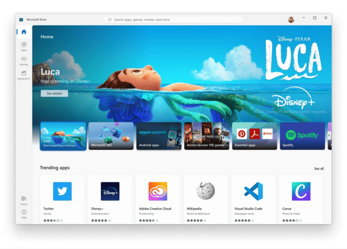 imagem mostra a microsoft store aberta em um pc com windows 11