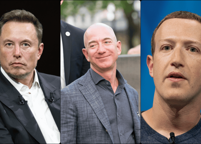 Elon Musk, Jeff Bezos e Mark Zuckerberg
