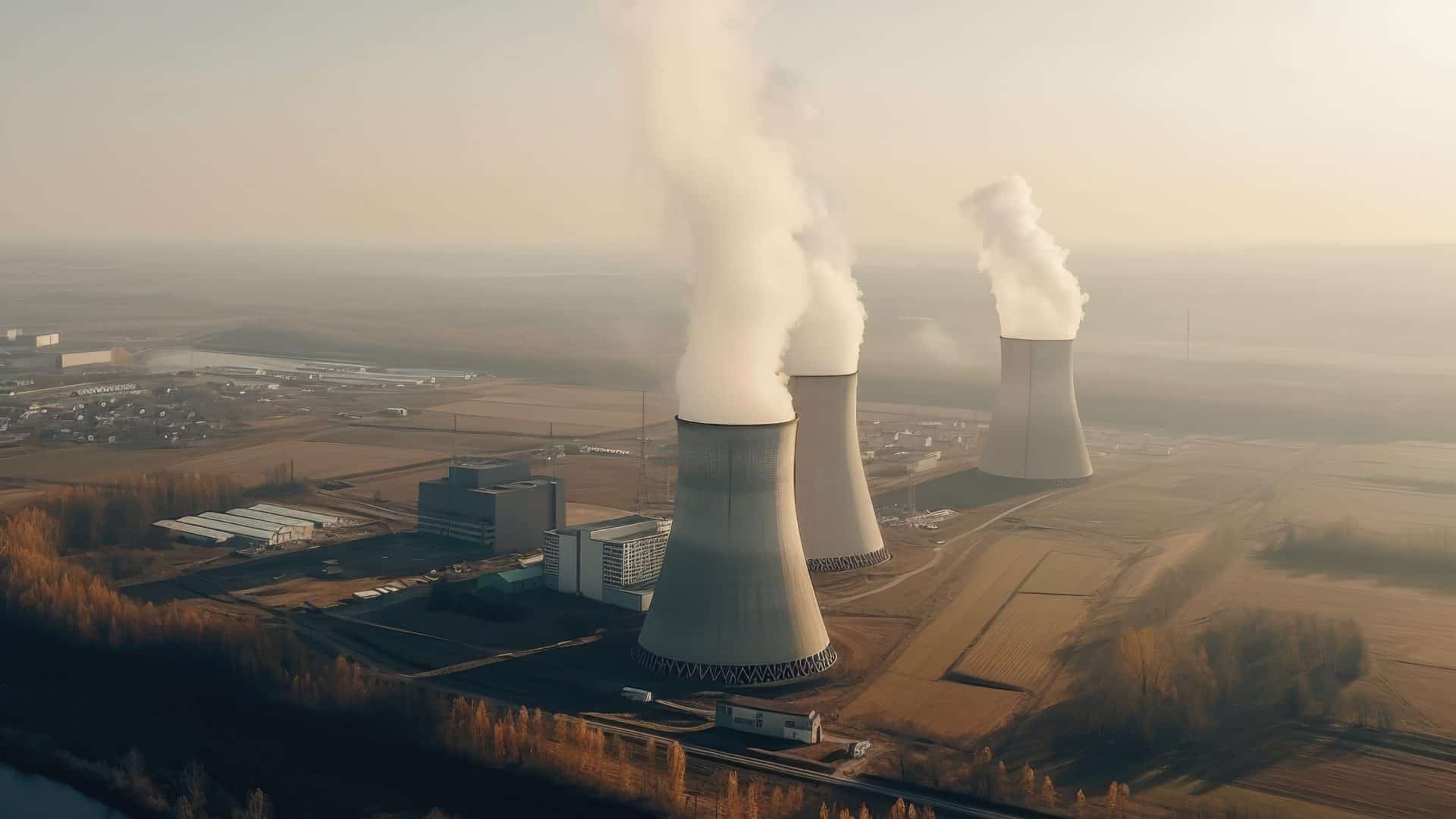 Ilustração de uma usina nuclear