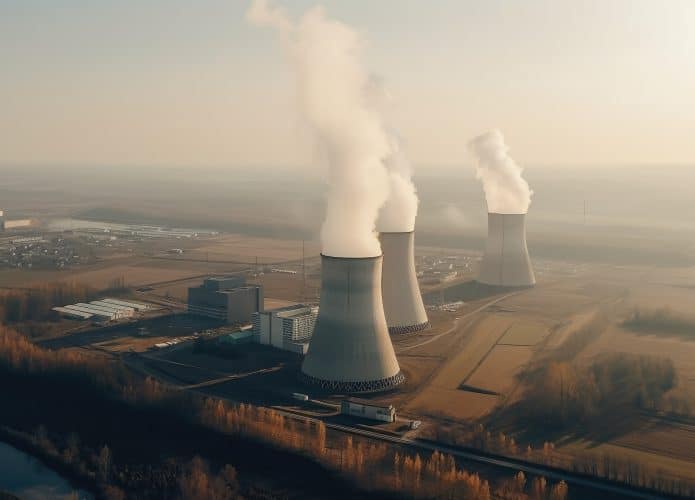 Ilustração de uma usina nuclear