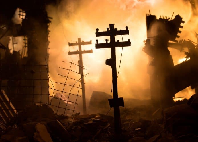 Foto de cidade destruída por guerra nuclear