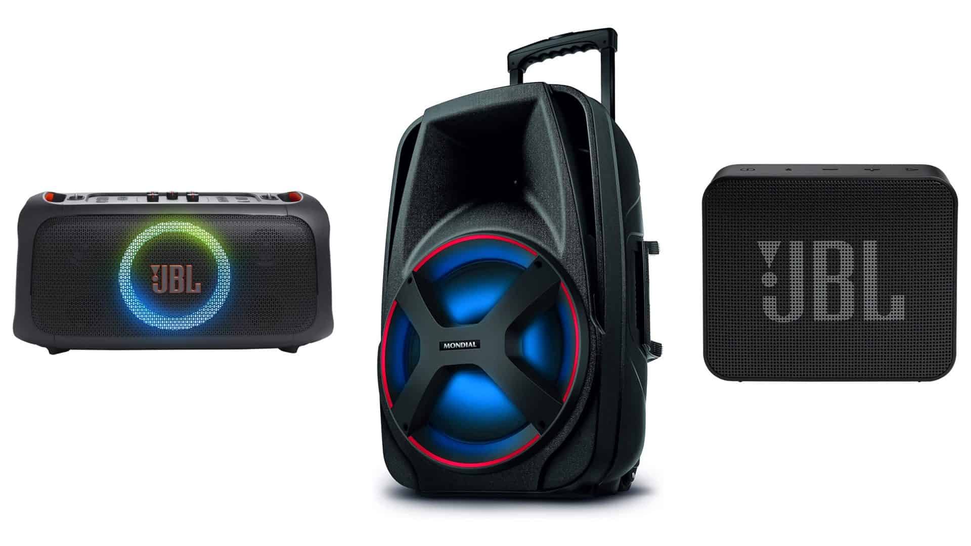 Montagem com caixas de som em promoção na Amazon