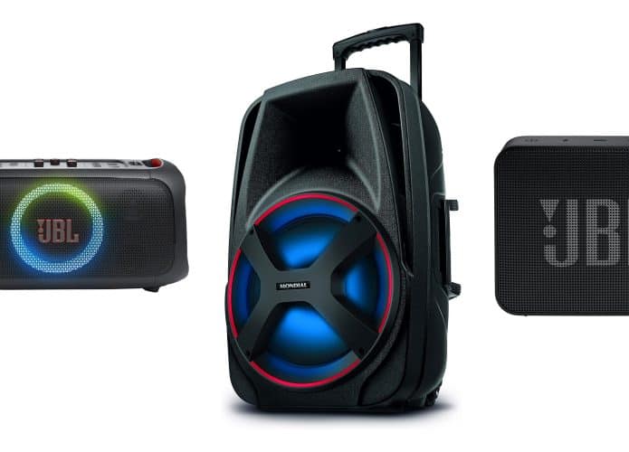 Montagem com caixas de som em promoção na Amazon