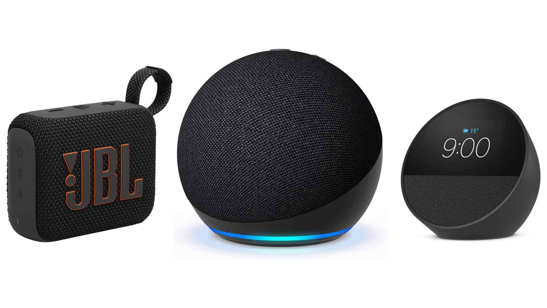Montagem com caixinhas de som em promoção na Amazon