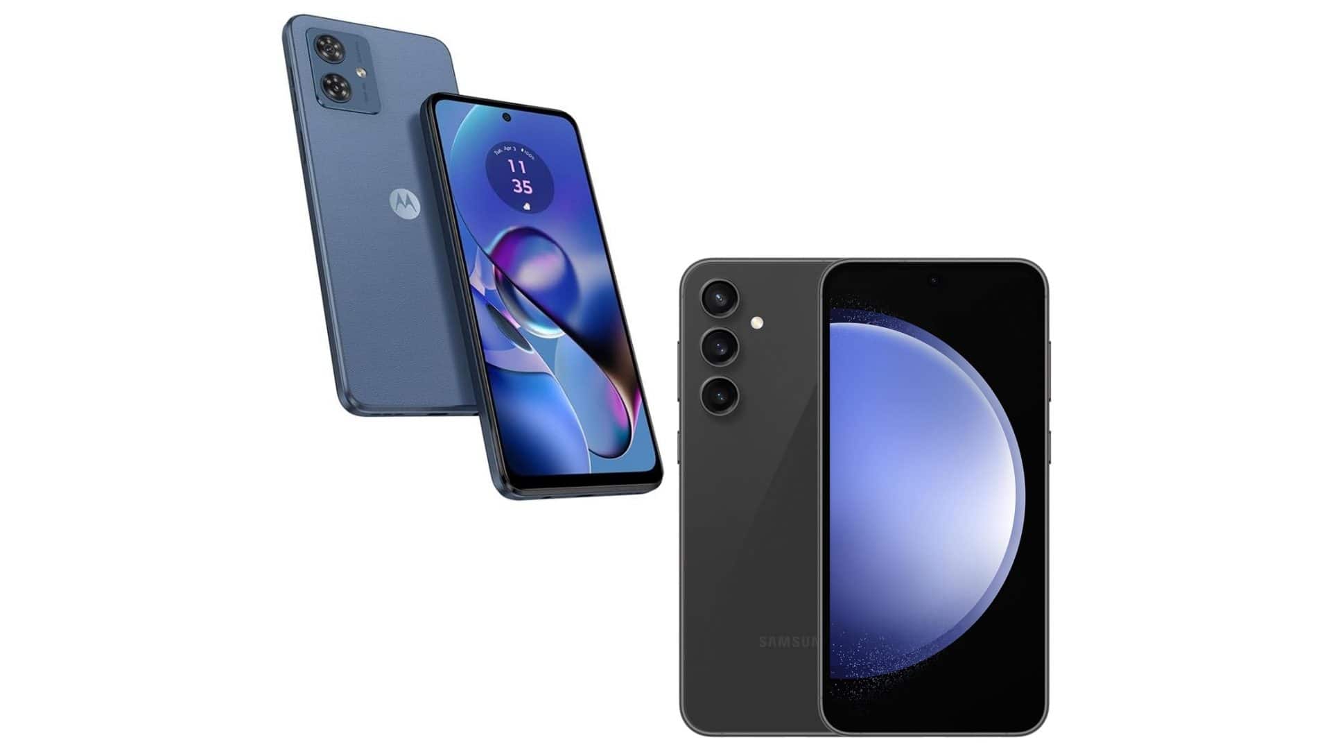 Montagem com celulares da Motorola e Samsung em promoção na Amazon