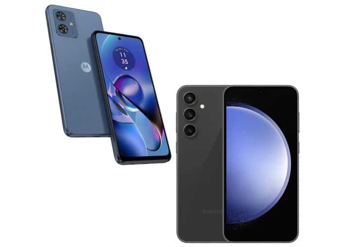 Montagem com celulares da Motorola e Samsung em promoção na Amazon