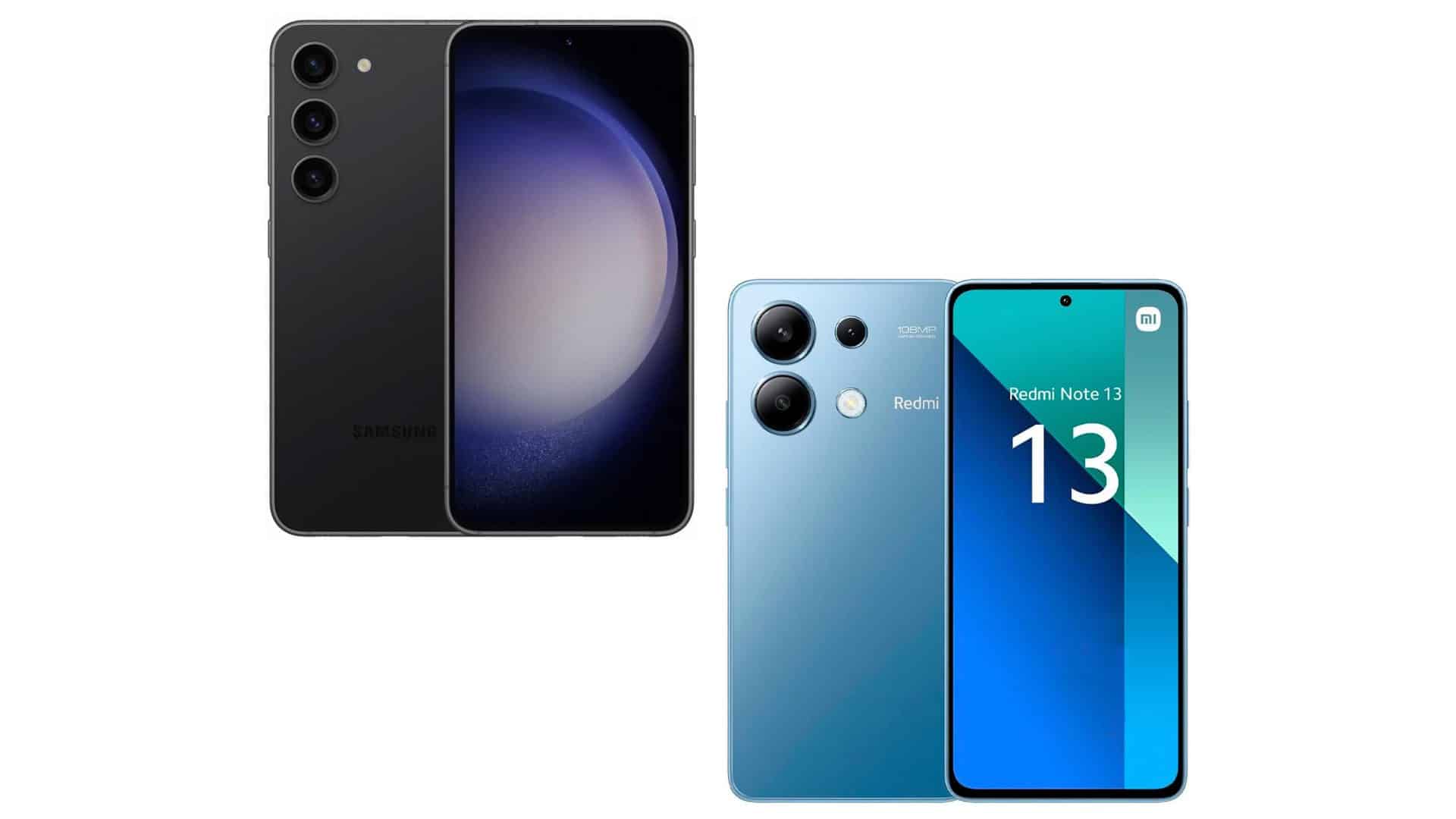 Montagem com celulares da Samsung e Xiaomi em promoção na Amazon