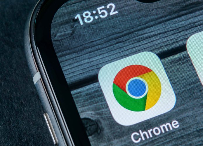 Ícone do Google Chrome na tela inicial de um iPhone