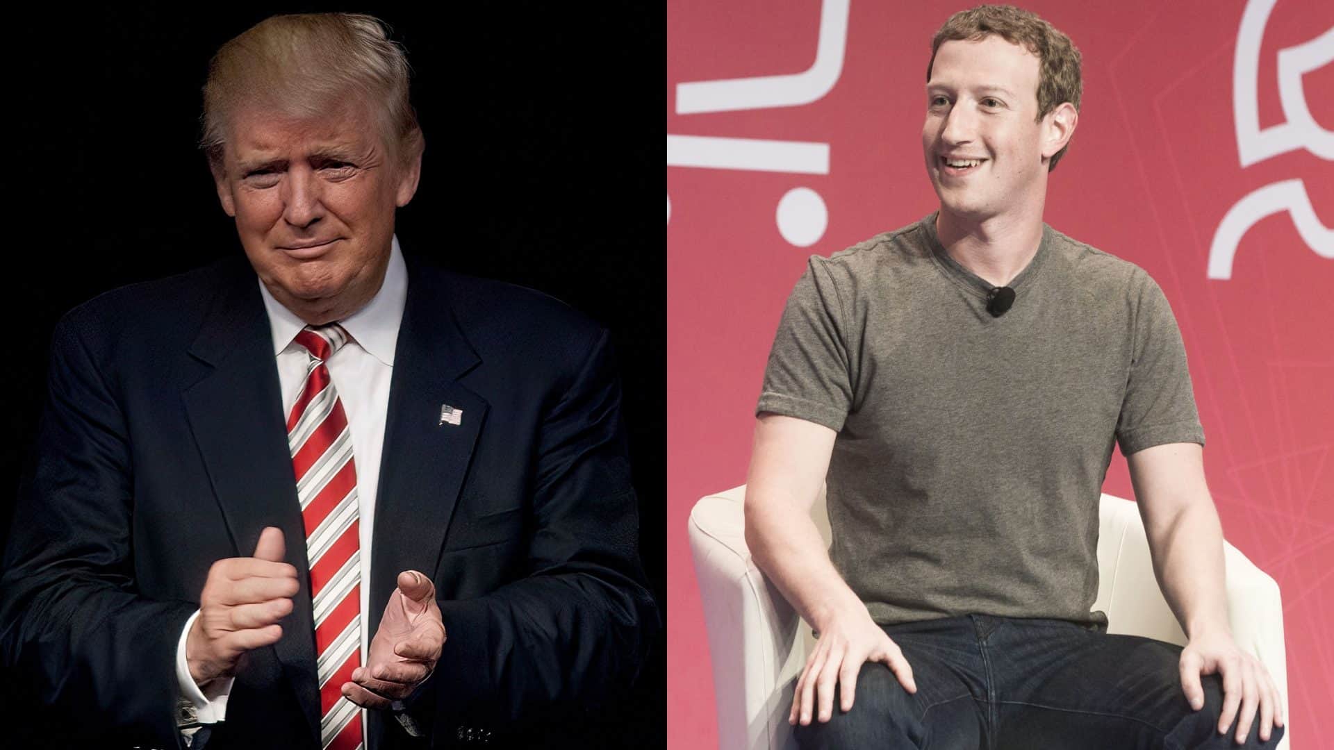 Montagem com fotos de Donald Trump e Mark Zuckerberg