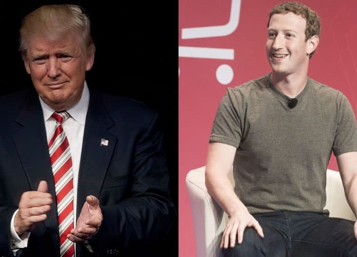 Montagem com fotos de Donald Trump e Mark Zuckerberg