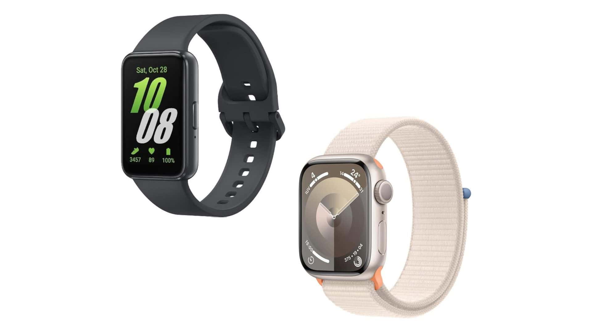 Montagem de modelos de smartwatch em promoção na Amazon