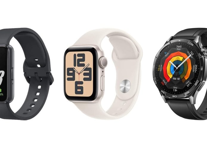 Montagem com modelos de smartwatch em promoção na Amazon