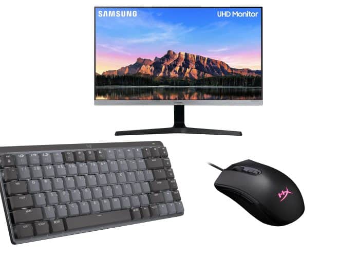 Montagem com monitor, teclado em mouse em promoção na Amazon