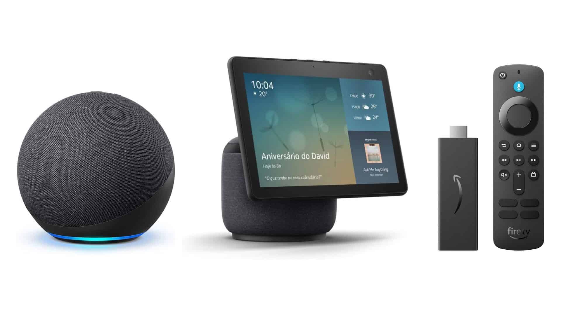 Montagem com dispositivos da Amazon em promoção de Black Friday