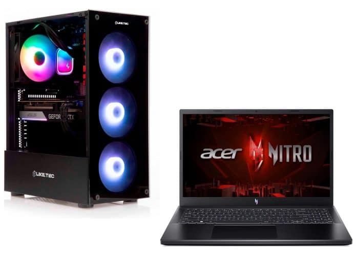 Montagem com PC e notebook gamer em promoção de Black Friday na Amazon