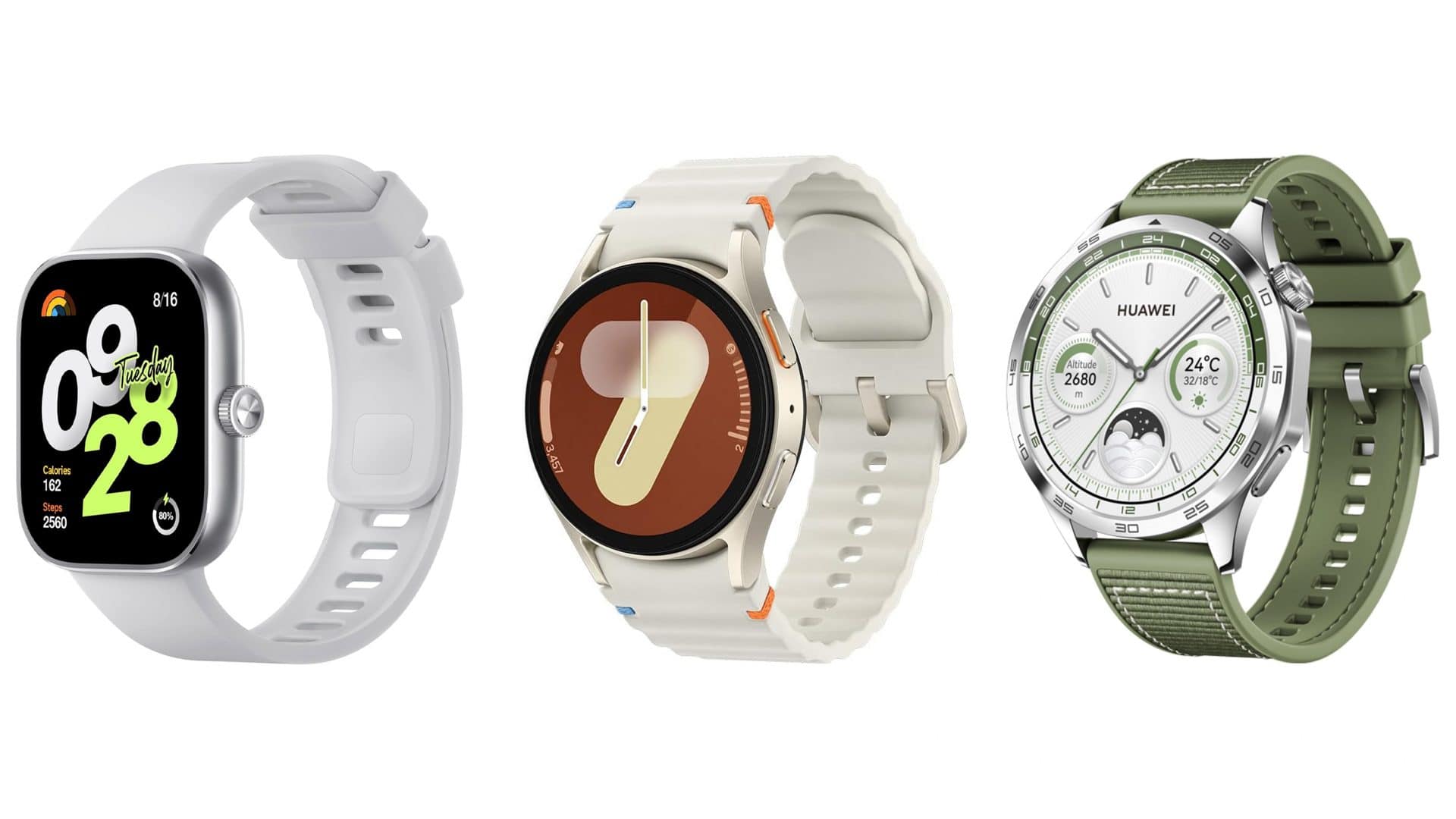 Montagem com modelos de smartwatch em promoção na Amazon