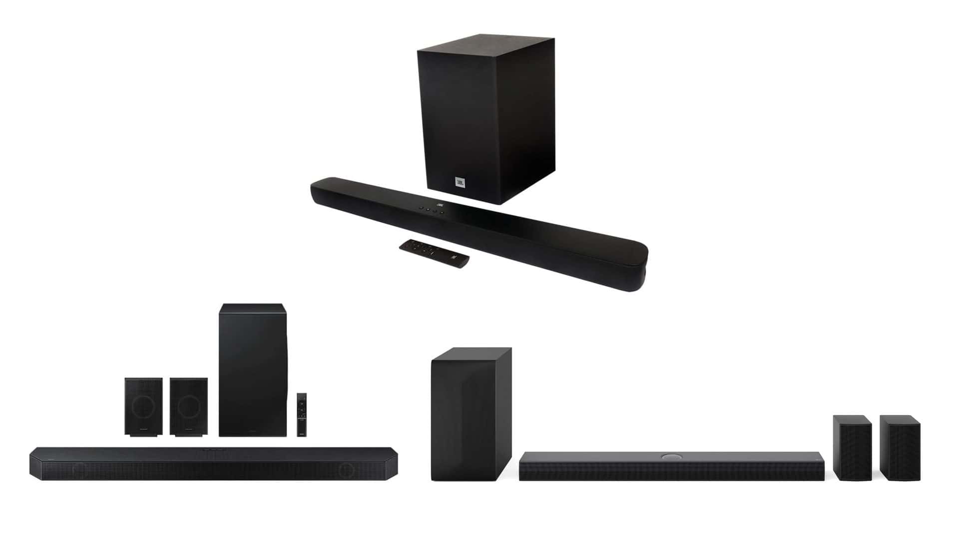 Montagem com soundbars em promoção na Amazon