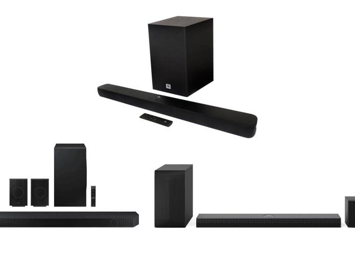 Montagem com soundbars em promoção na Amazon