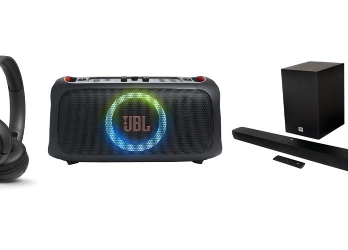 Montagem com itens da JBL em promoção de Black Friday na Amazon