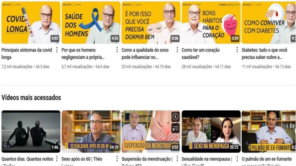 Vídeos do Canal Drauzio Varella no YouTube