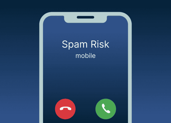 imagem mostra uma chamada spam em andamento em um celular