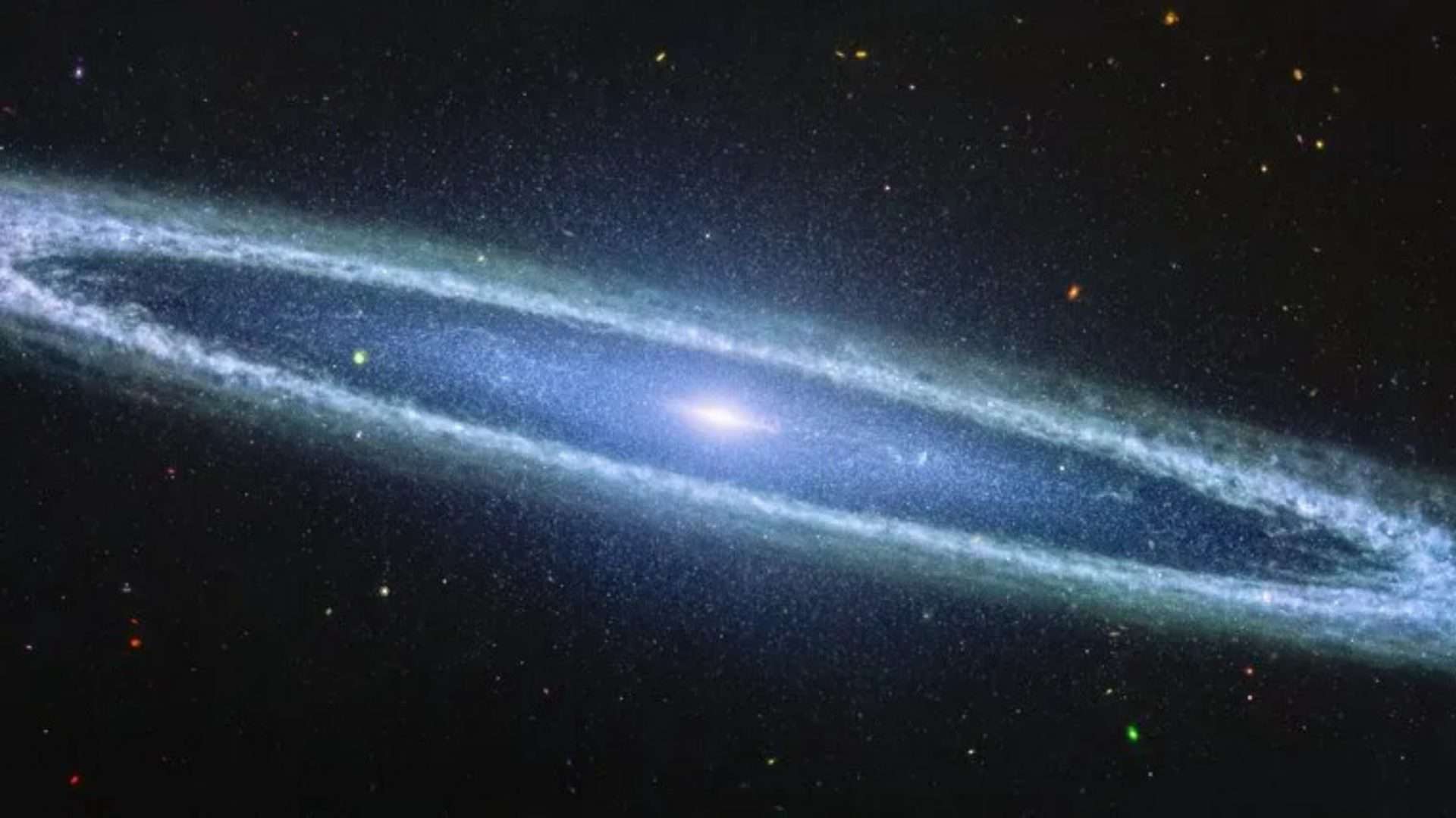 Imagem da Galáxia do Sombrero com o anel ao redor mais apagado; imagem feita com o instrumento MIRI