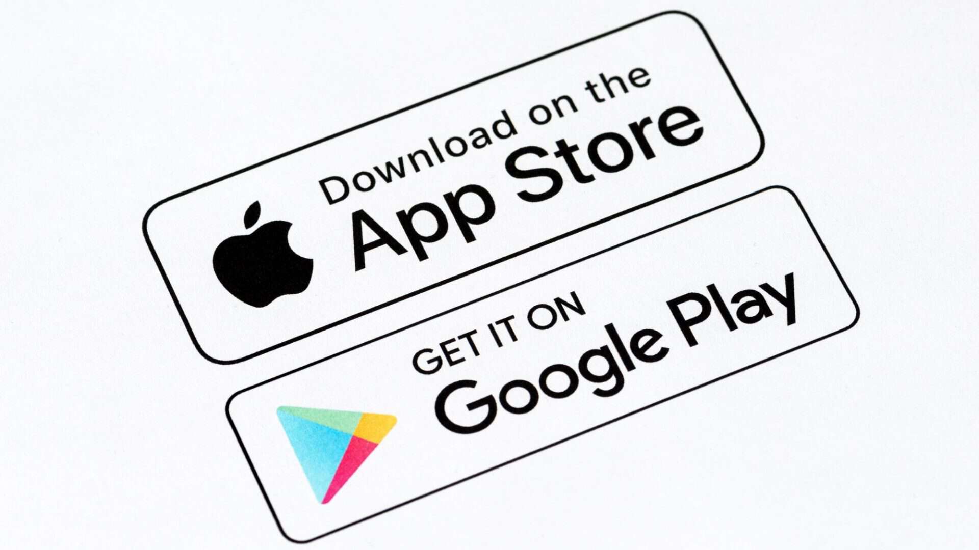 Logos de App Store e Play Store