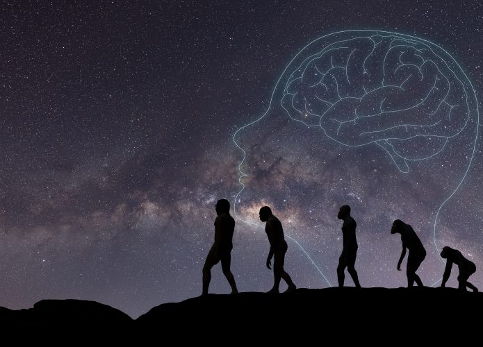 Imagem representando homo sapiens caminhando juntos, em alusão à evolução humana