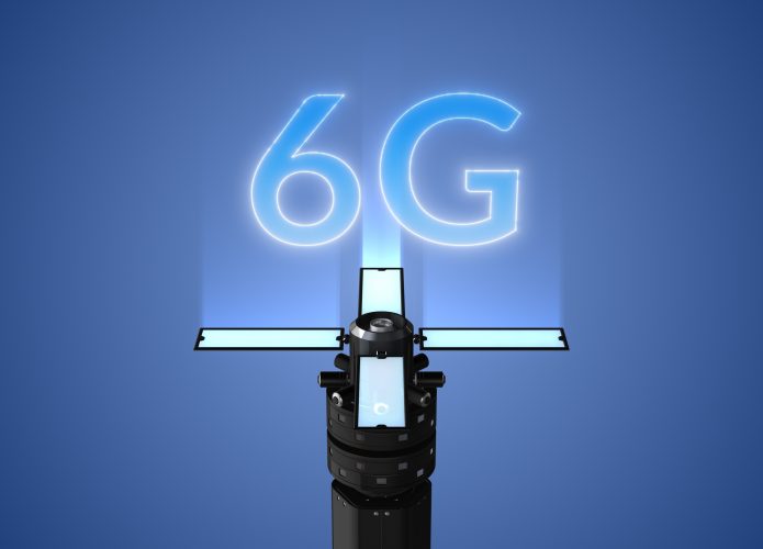 Antena de celular moderna para rede celular 6G ilustração 3D