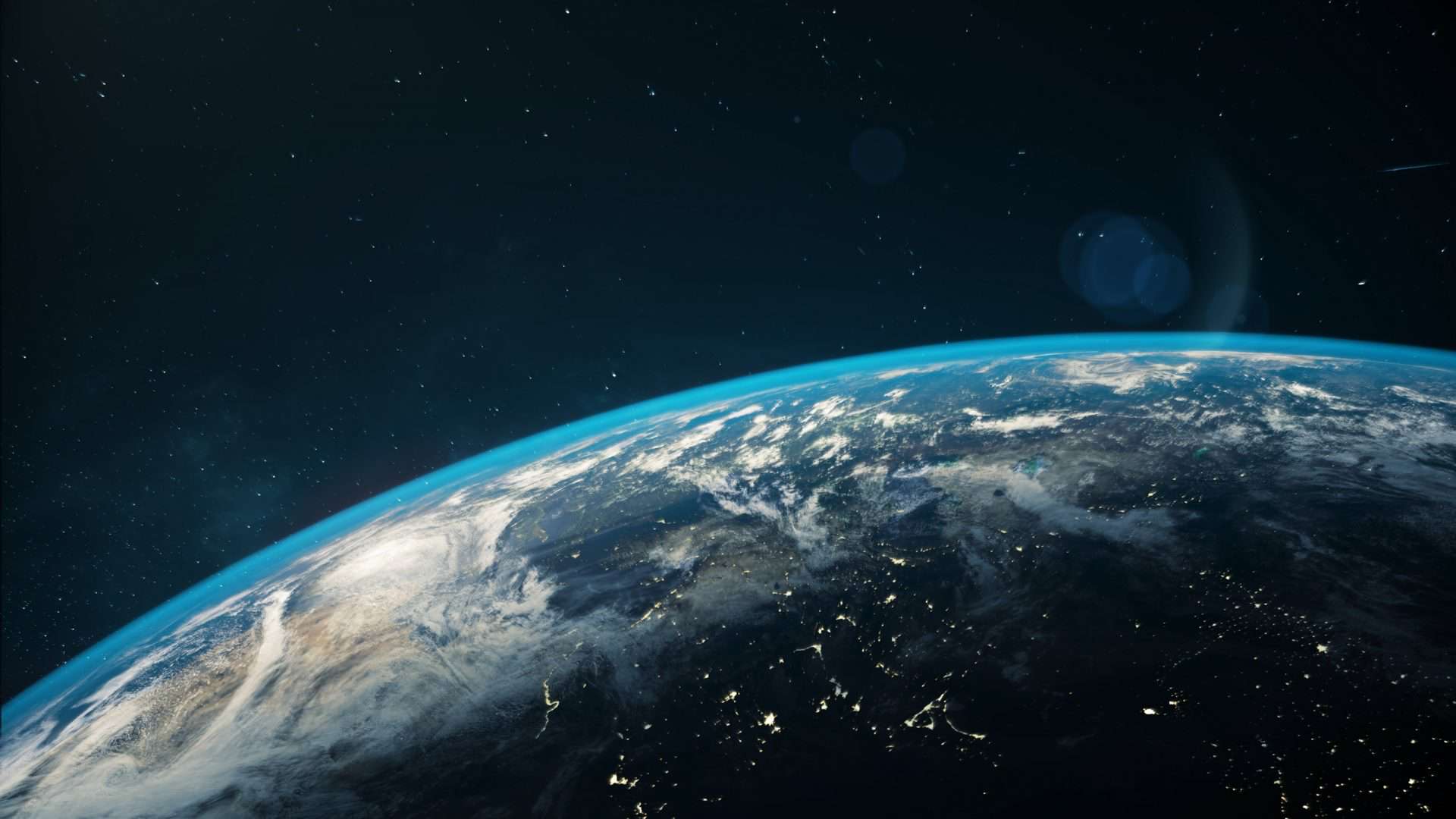 Imagem de parte da Terra com formação de nuvens