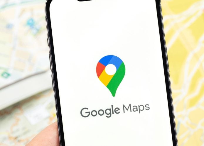 imagem mostra a logomarca do google maps em um celular android