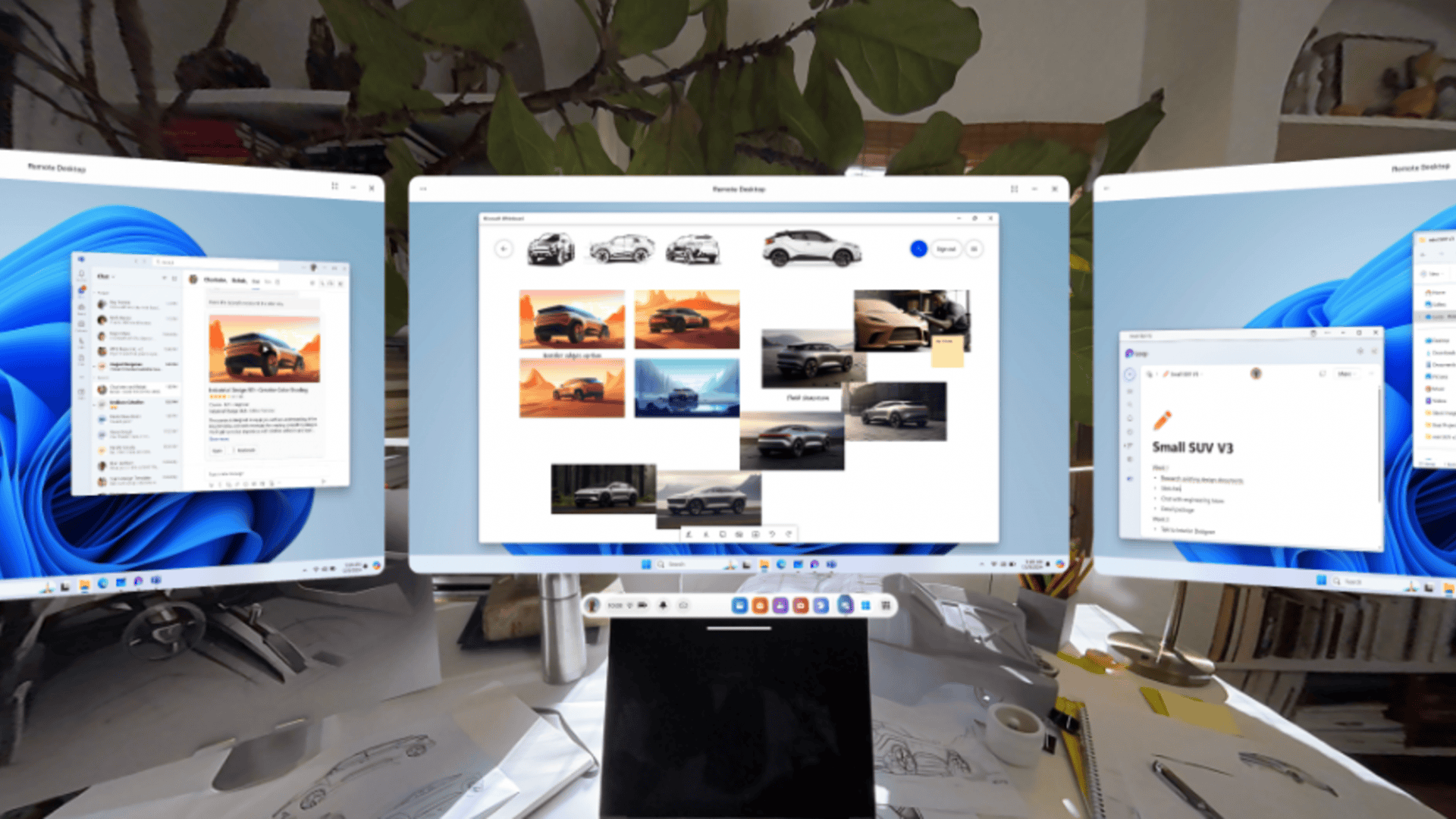 Imagem de três monitores