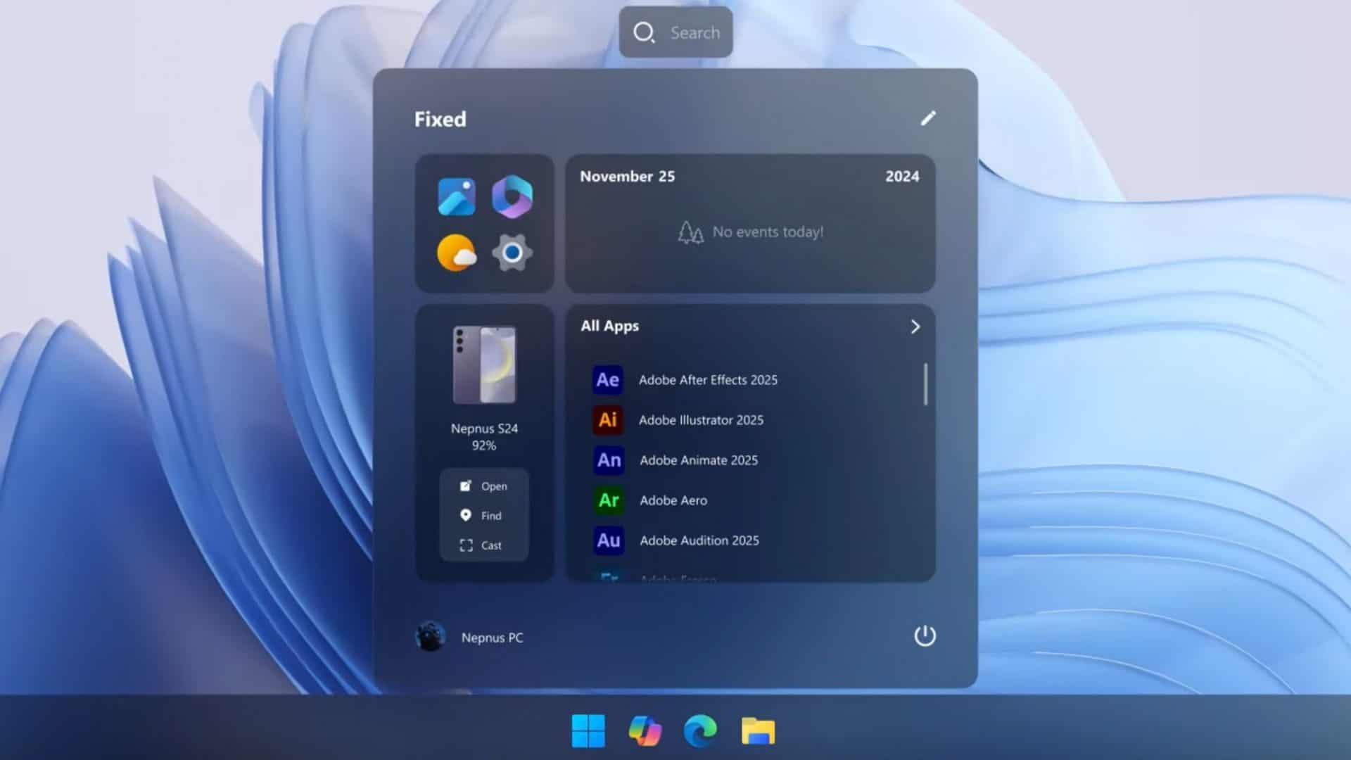 Captura de tela de conceito de Windows 12