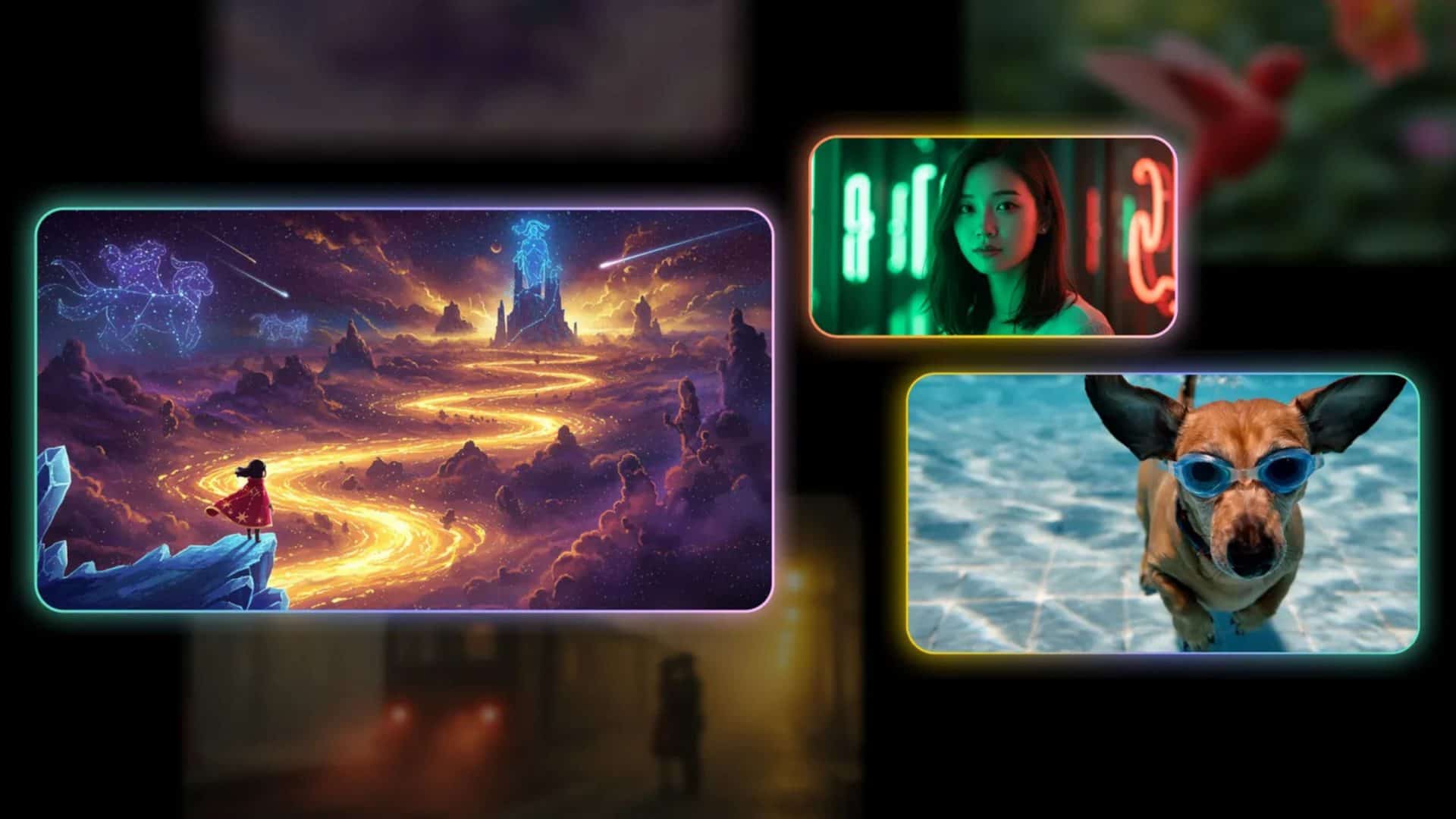 Montagem com imagens e frame de vídeo gerados por IA do Google