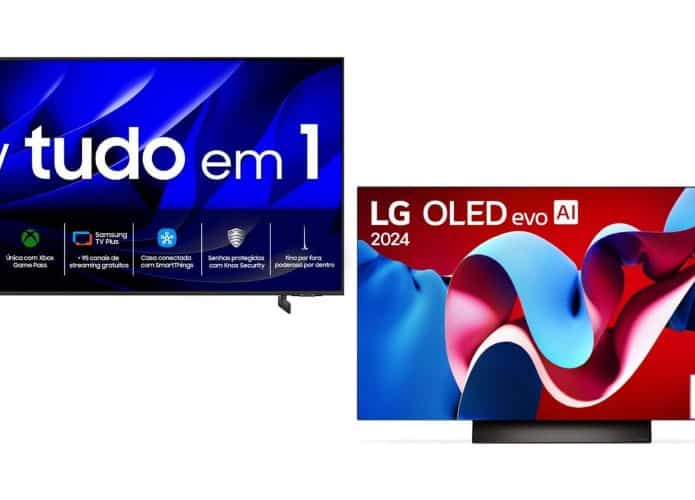 Montagem com smart TVs 4K em oferta na Amazon