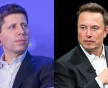 Montagem com fotos de Sam Altman, CEO da OpenAI, e o bilionário Elon Musk