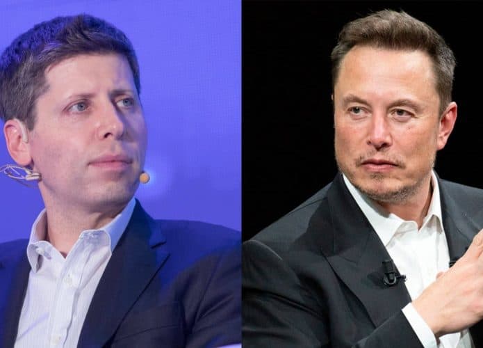 Montagem com fotos de Sam Altman, CEO da OpenAI, e o bilionário Elon Musk