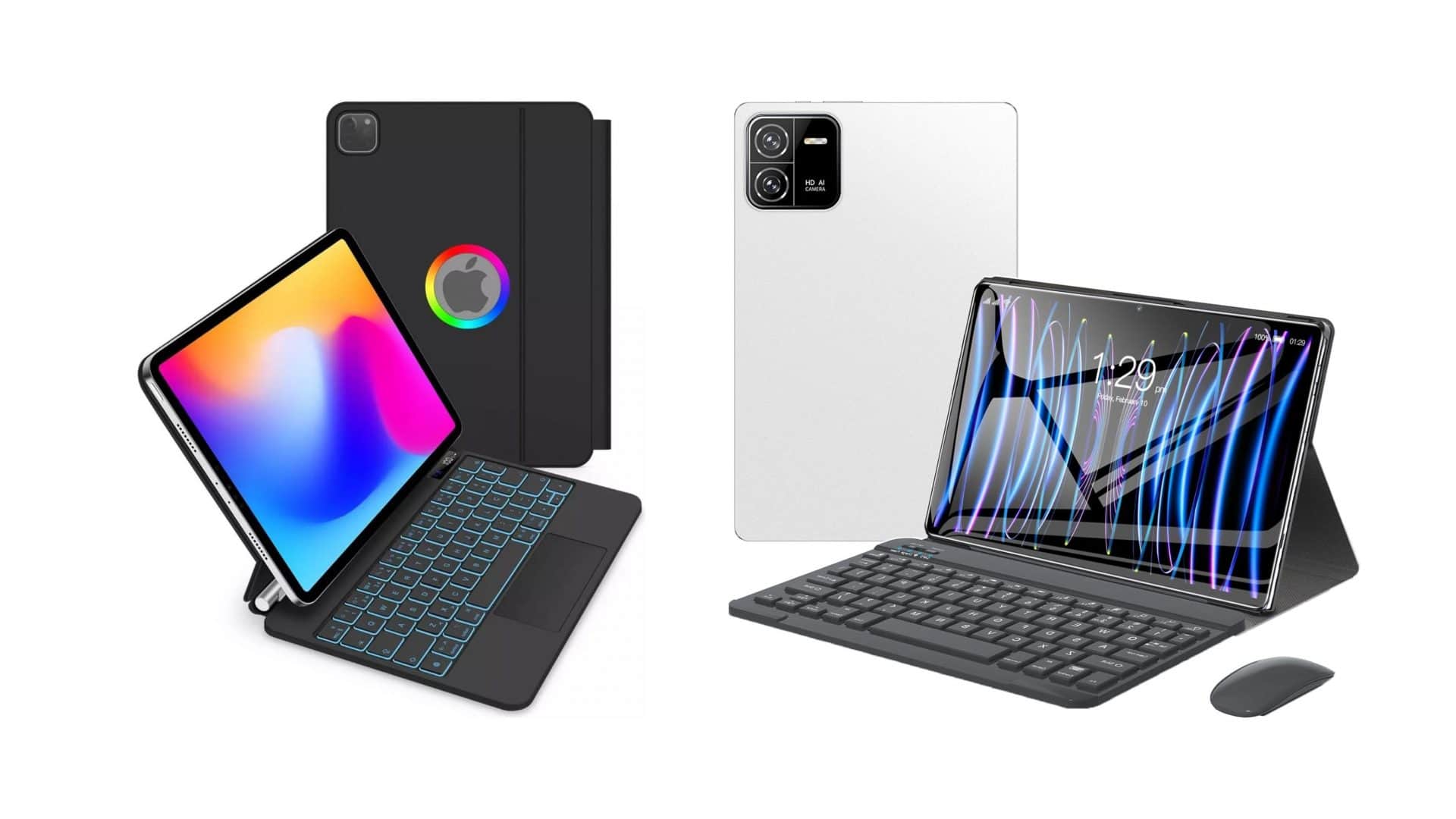 Montagem com tablets e acessórios para tablets que estão em promoção na Amazon