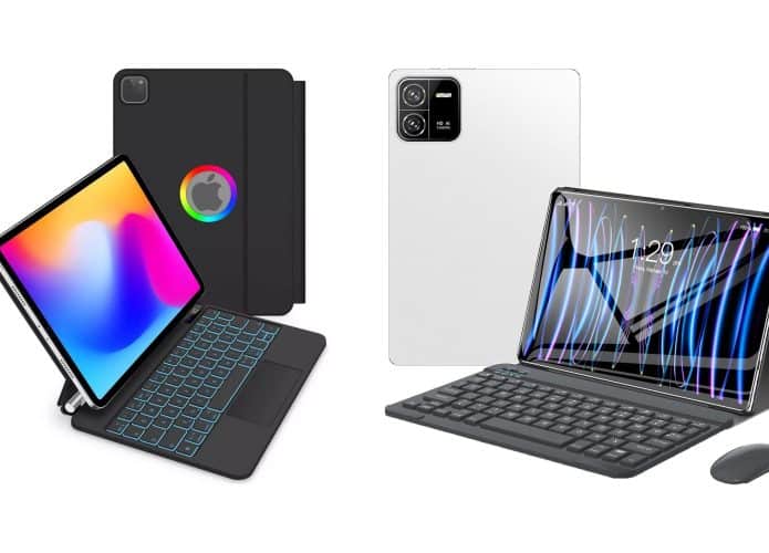 Montagem com tablets e acessórios para tablets que estão em promoção na Amazon