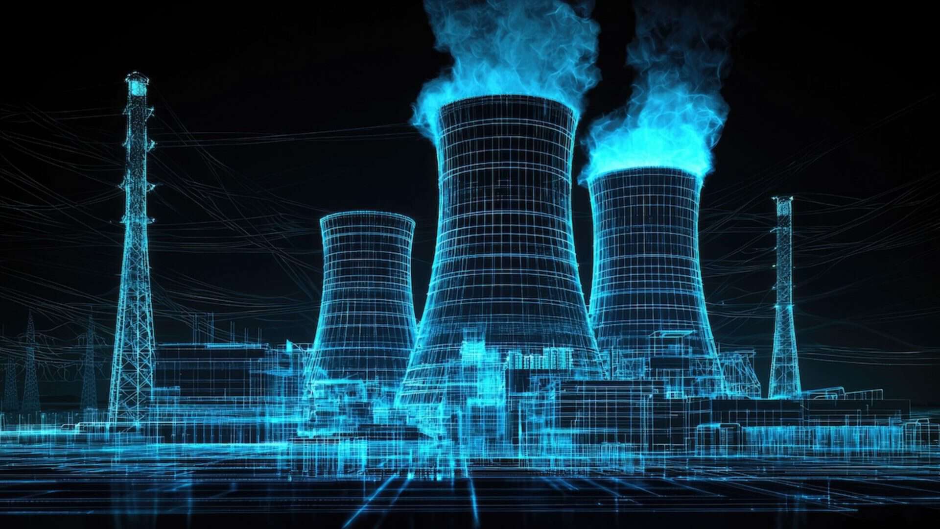 Ilustração digital de usina nuclear